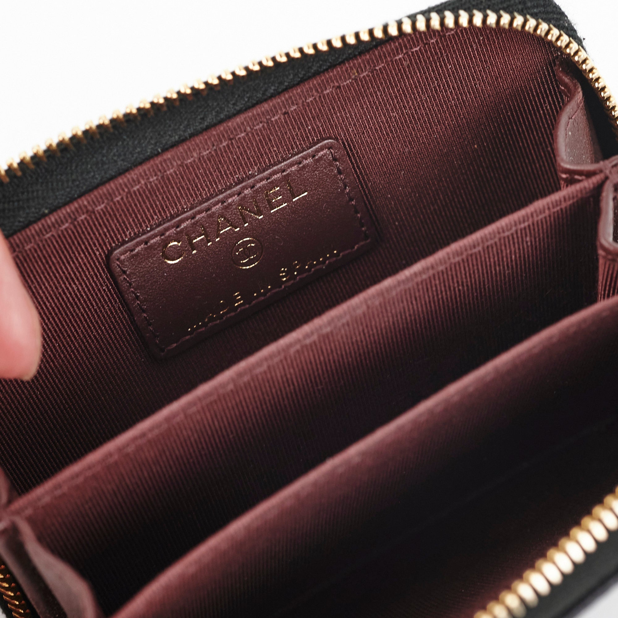 Chanel Zipped Caviar Coin Purse Black