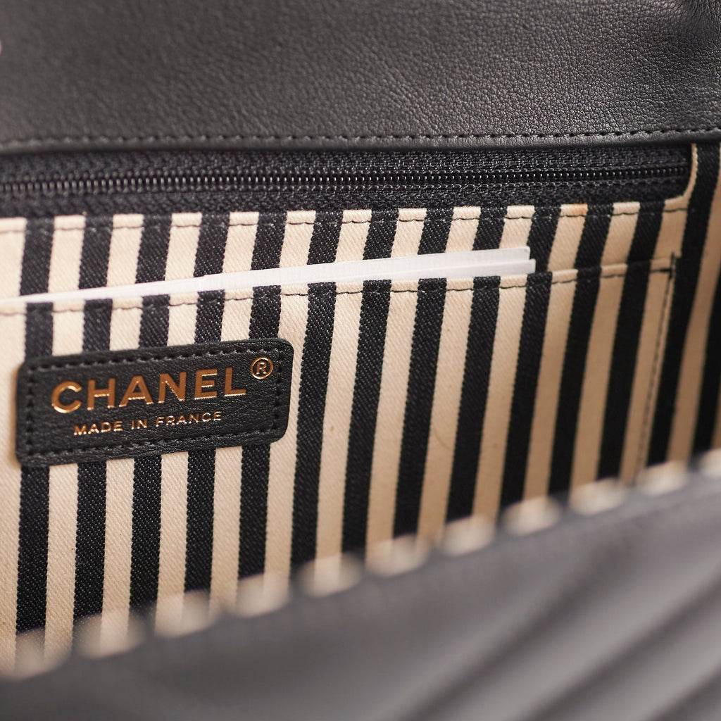 Chanel Black Chevron Envelope Flap