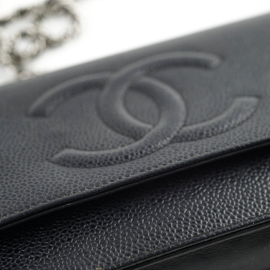 Chanel CC Logo Wallet on Chain WOC Black