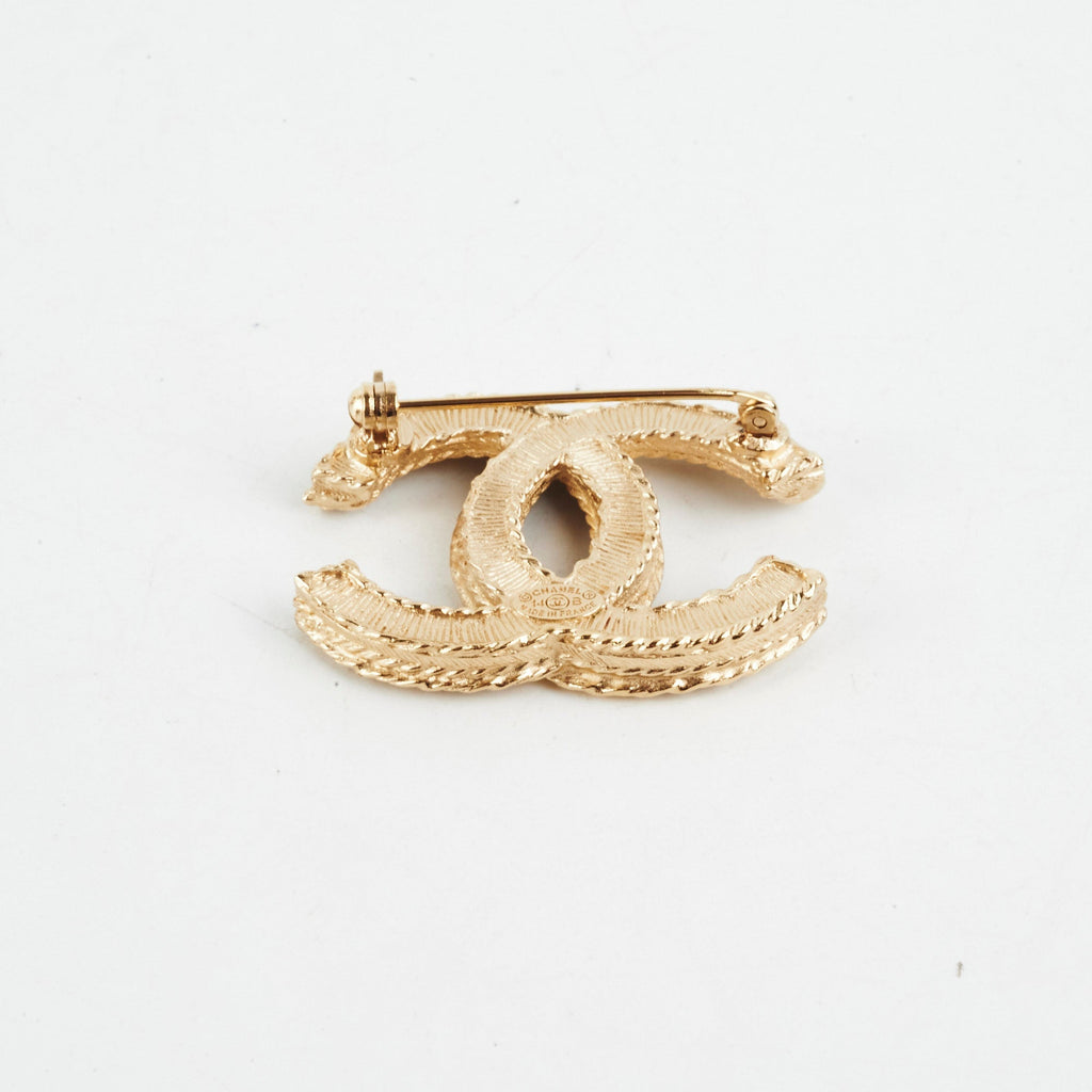 Chanel CC Logo Pearl Gold Brooch Costume Jewellery