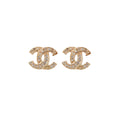 Chanel Mini CC Logo Rhinestone Gold Earrings Costume Jewellery