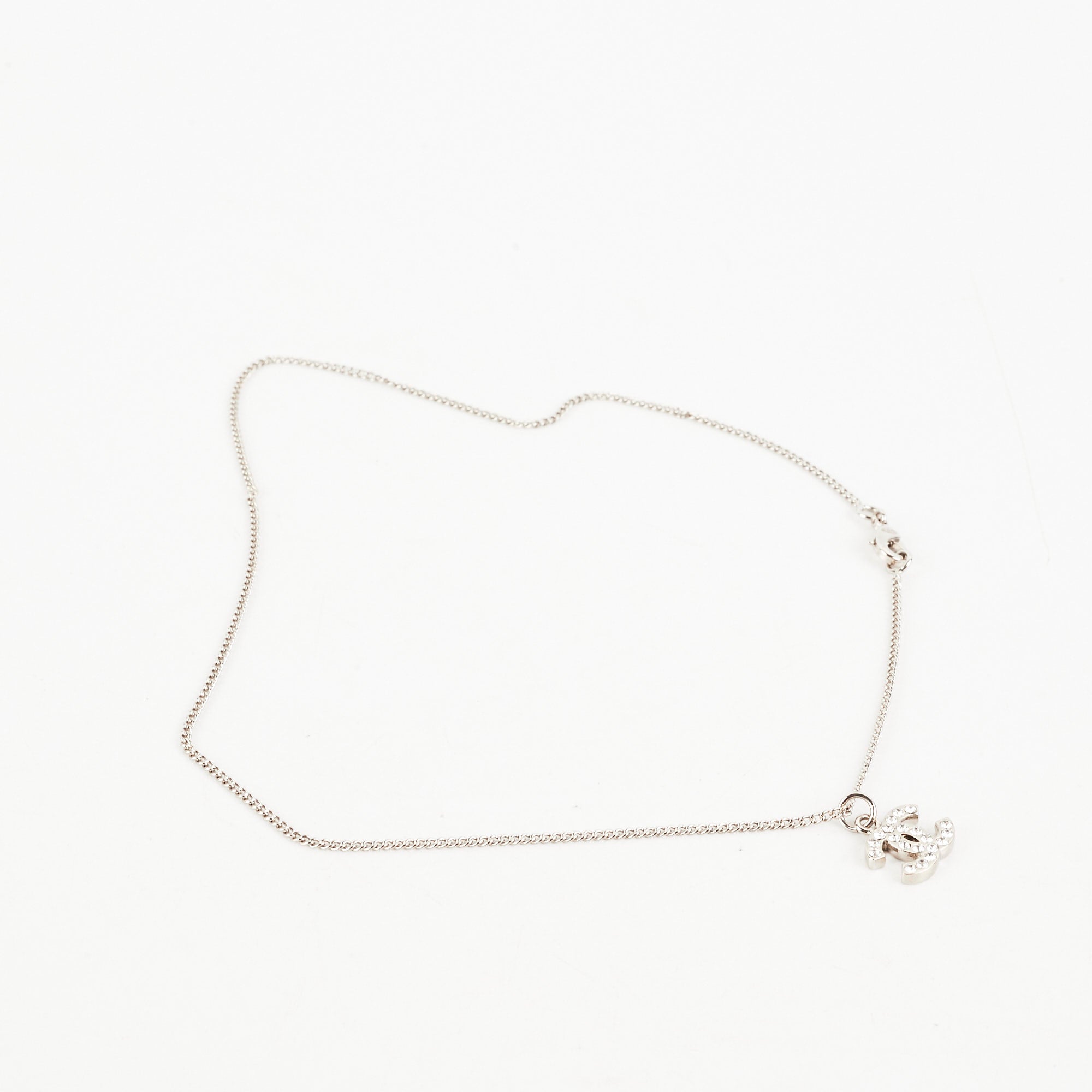 Chanel Silver Rhinestone Necklace Costume Jewellery