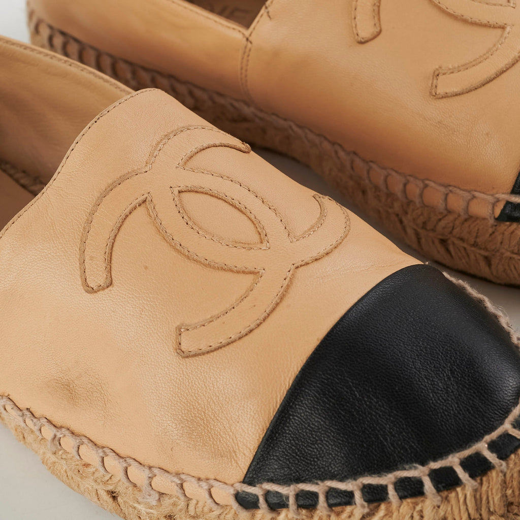 Chanel Espadrilles Shoes Beige Size 37