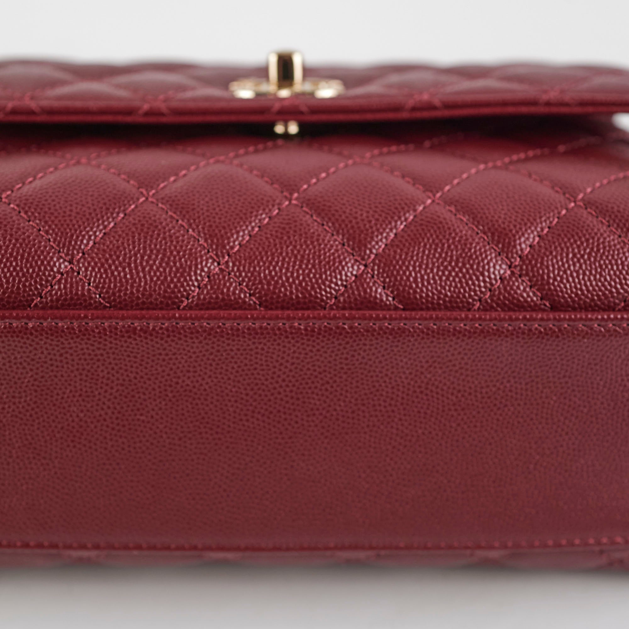 Chanel Small Coco Handle Caviar Burgundy Lizard Embossed