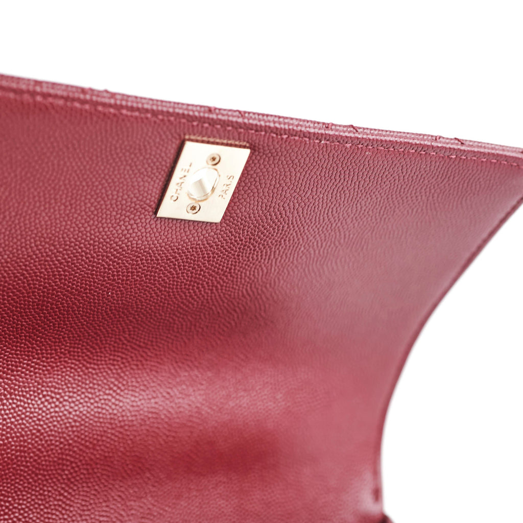 Chanel Small Coco Handle Caviar Burgundy Lizard Embossed