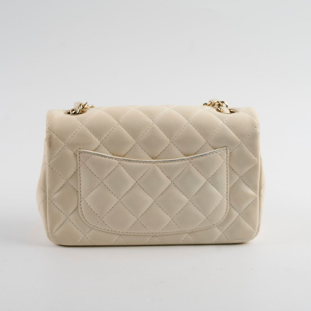 Chanel Mini Rectangular Cream Lambskin Crossbody- Microchipped