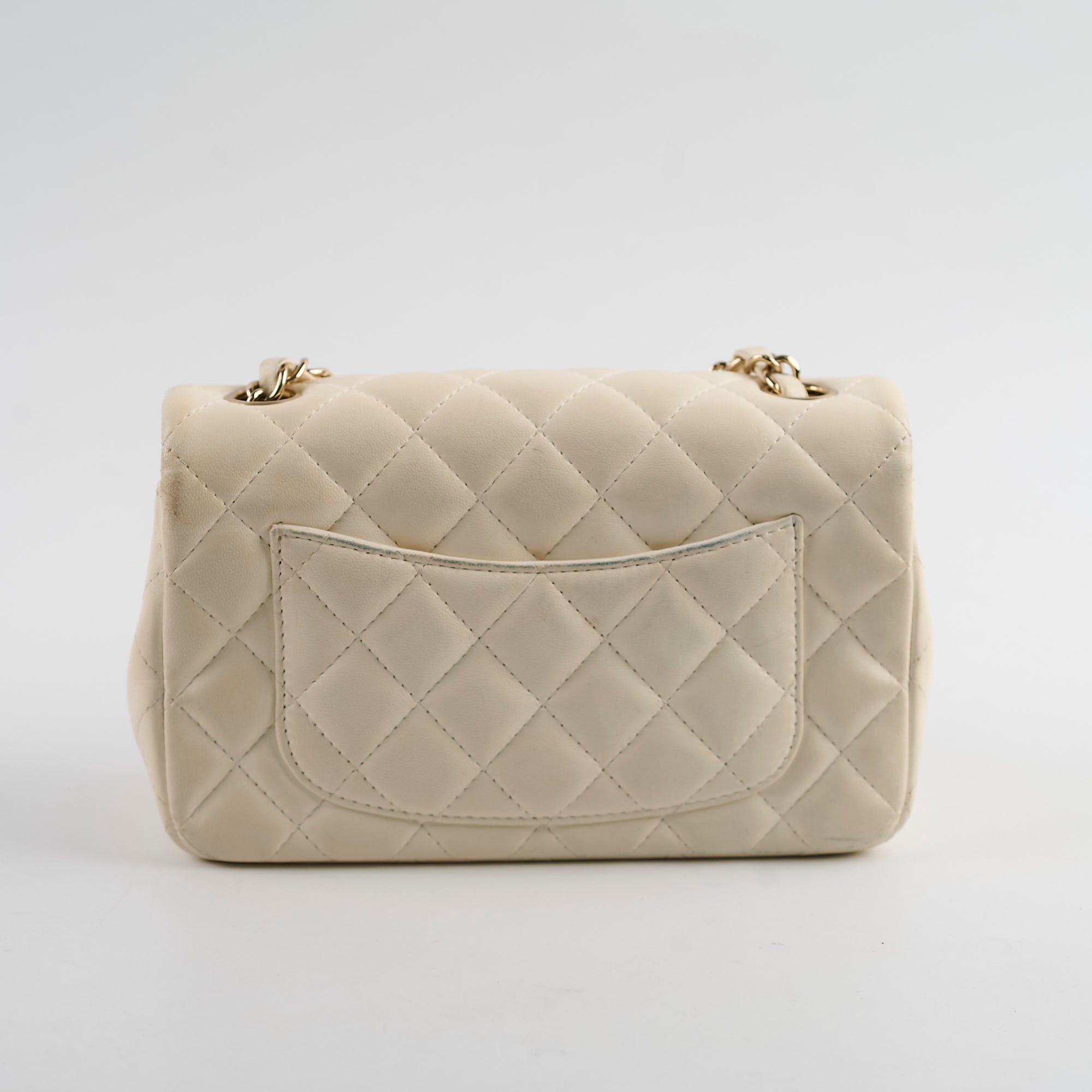 Chanel Mini Rectangular Cream Lambskin Crossbody- Microchipped