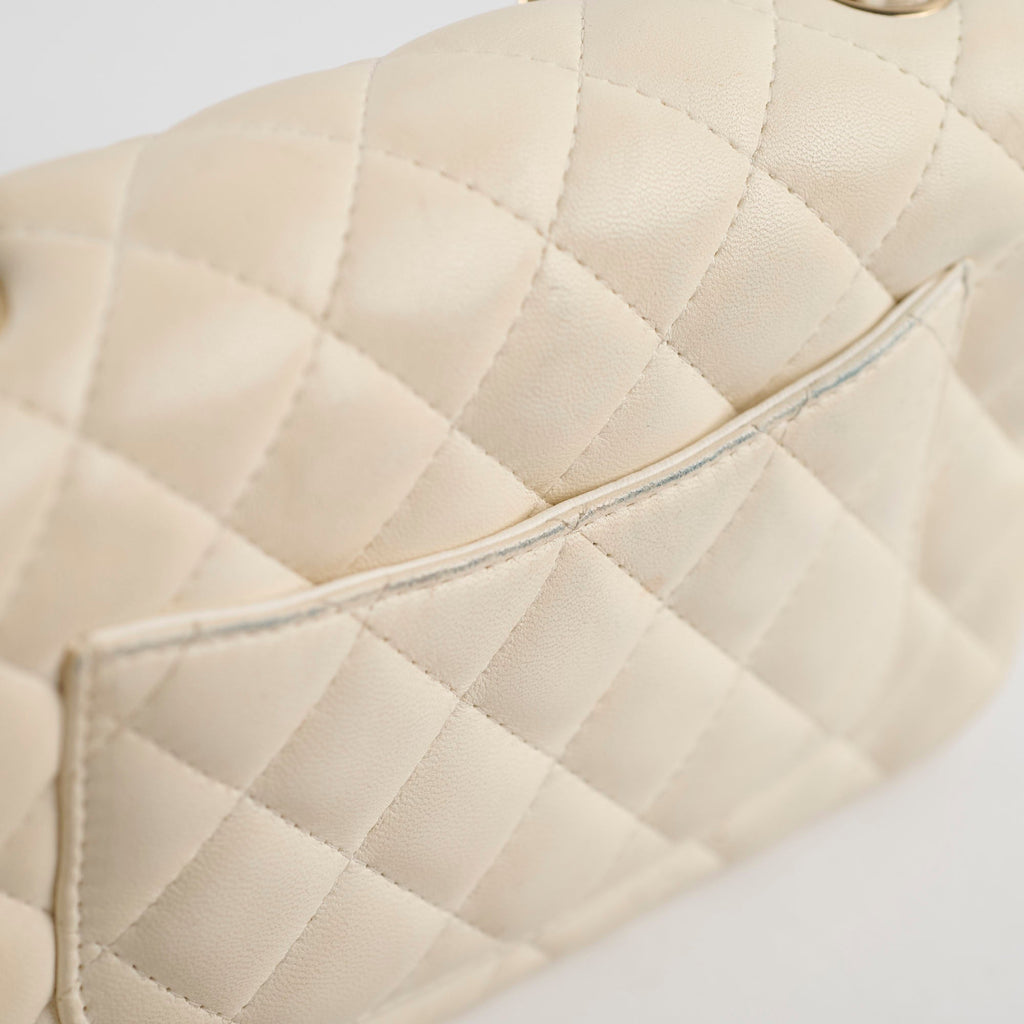 Chanel Mini Rectangular Cream Lambskin Crossbody- Microchipped