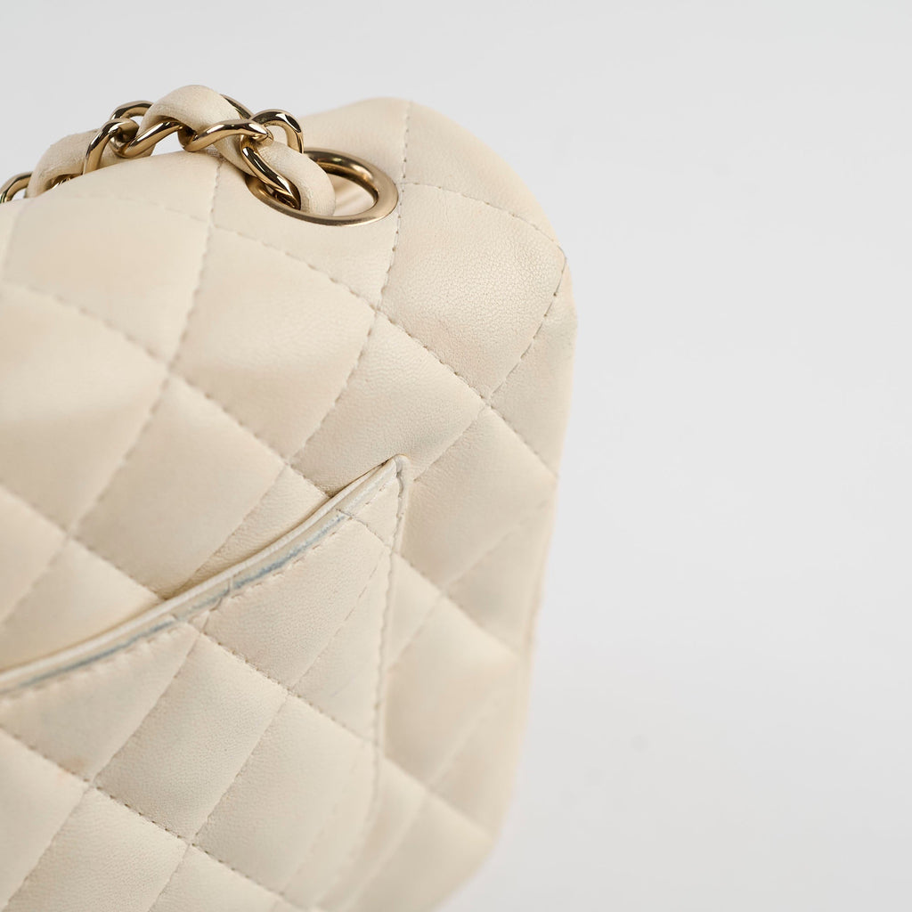 Chanel Mini Rectangular Cream Lambskin Crossbody- Microchipped