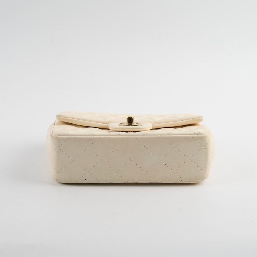 Chanel Mini Rectangular Cream Lambskin Crossbody- Microchipped