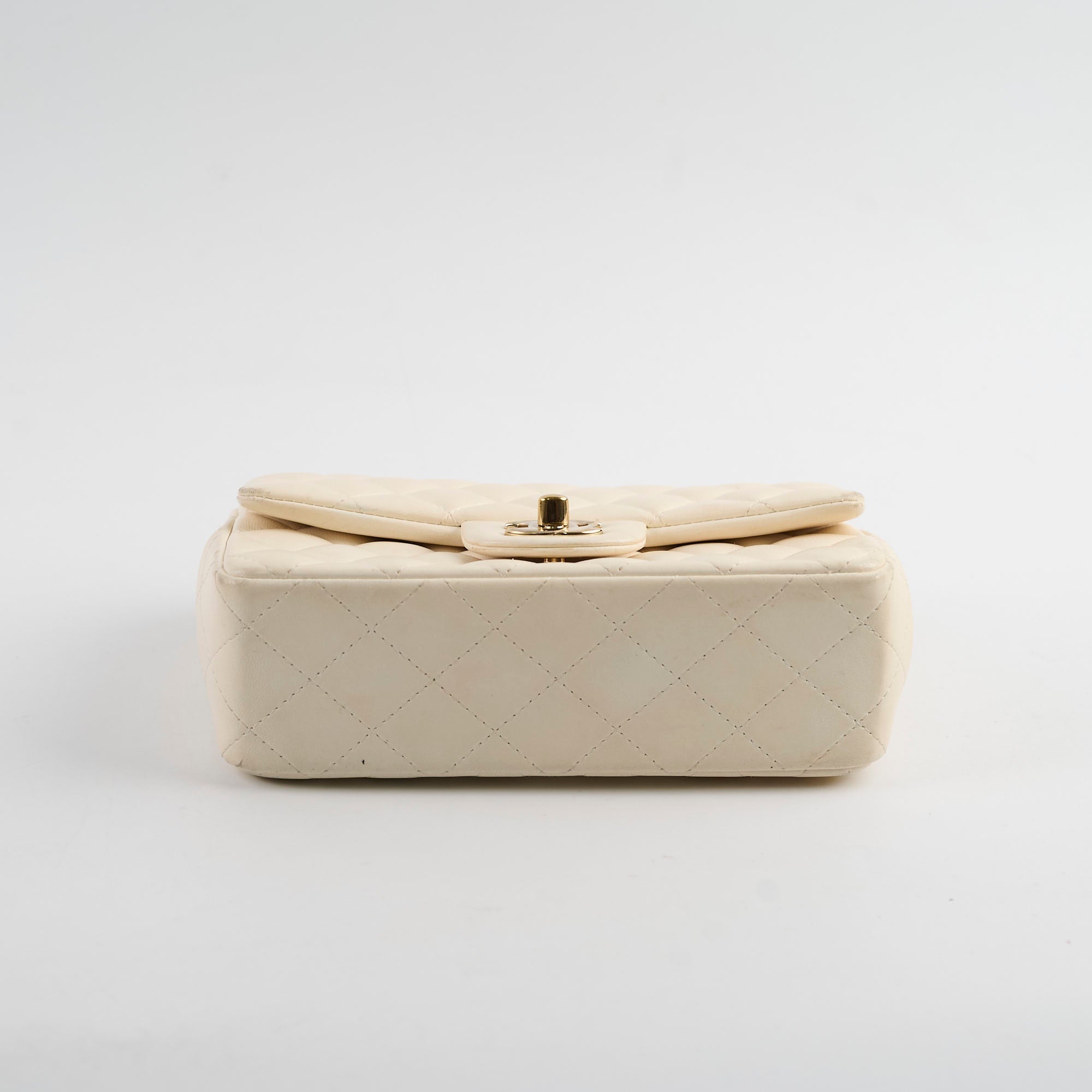Chanel Mini Rectangular Cream Lambskin Crossbody- Microchipped