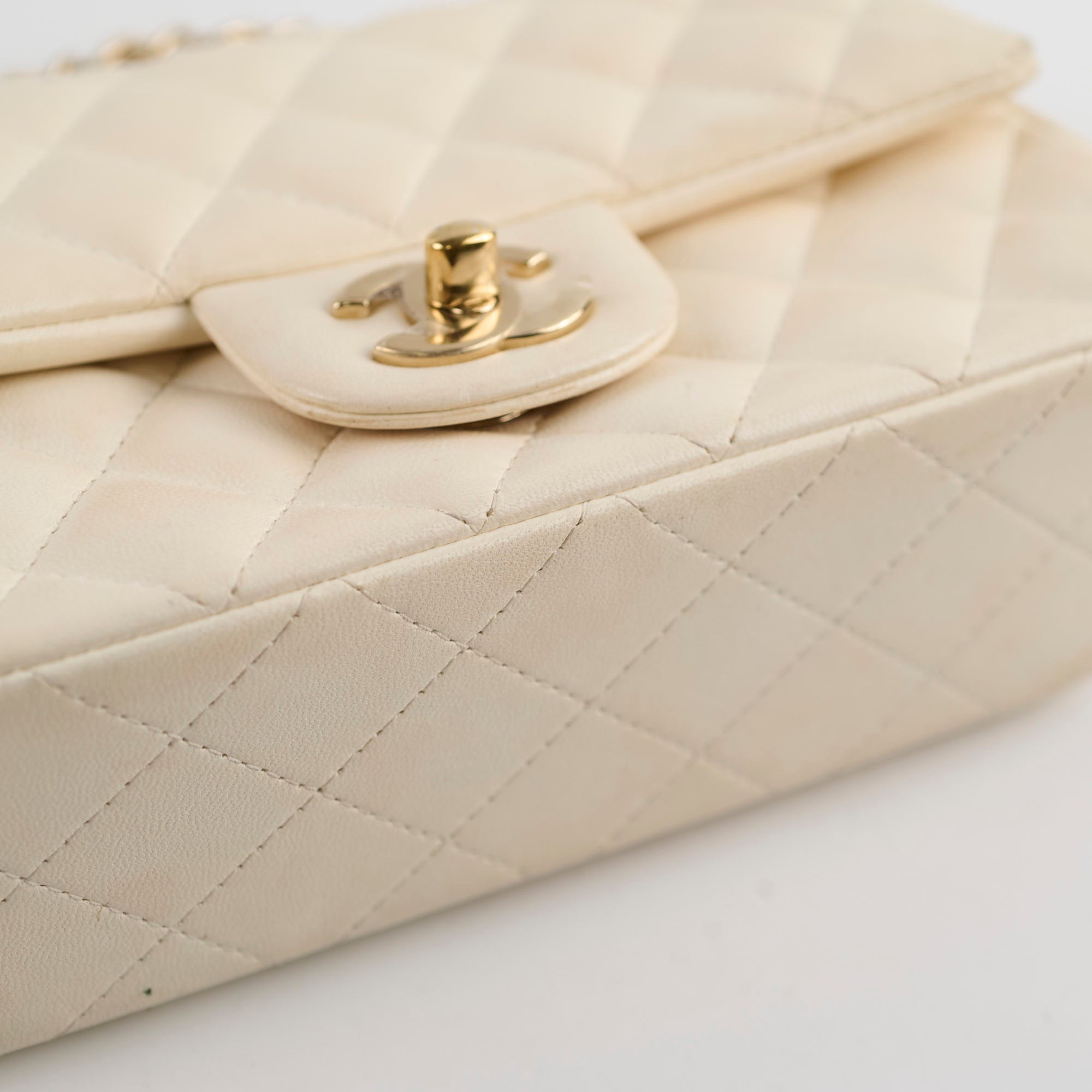 Chanel Mini Rectangular Cream Lambskin Crossbody- Microchipped