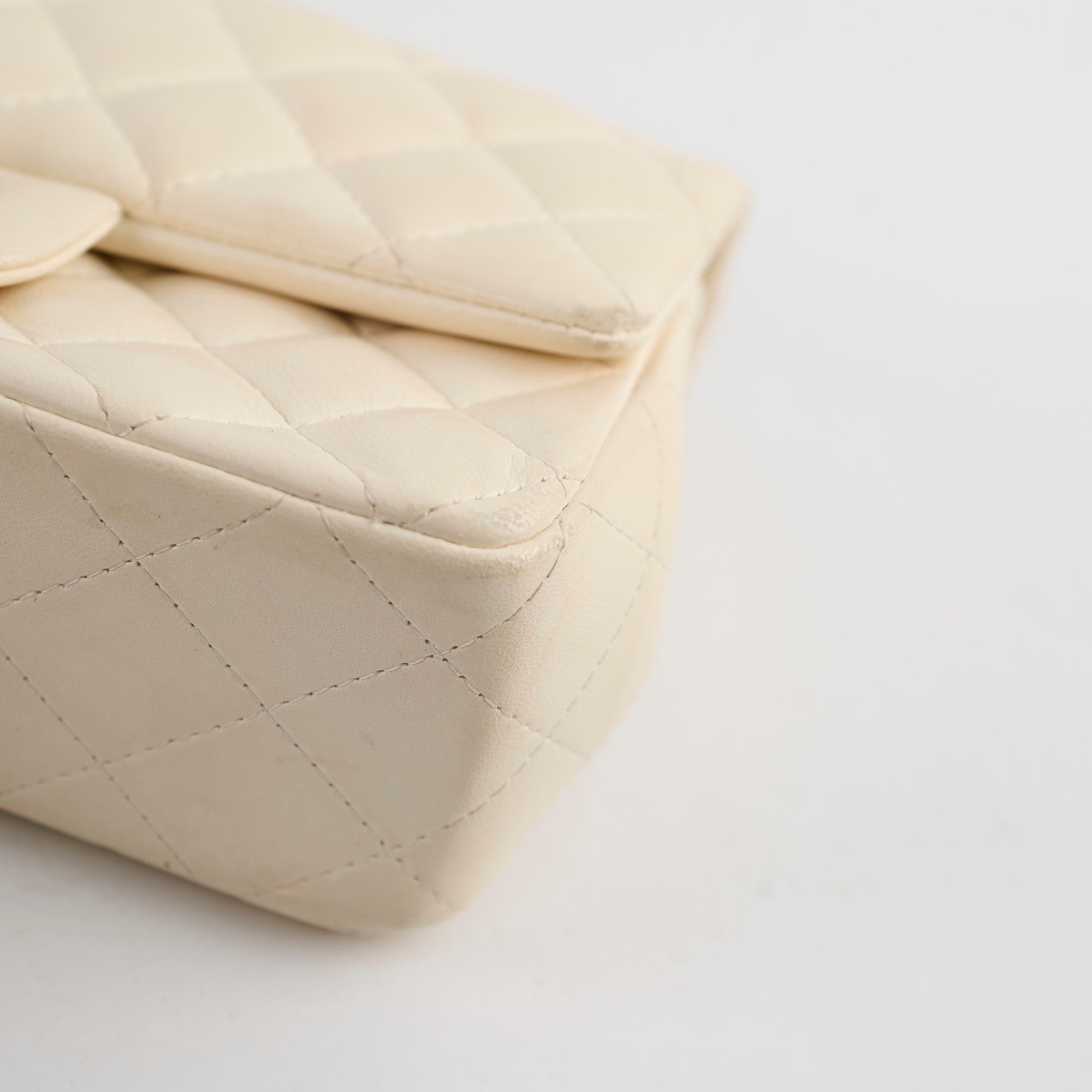 Chanel Mini Rectangular Cream Lambskin Crossbody- Microchipped