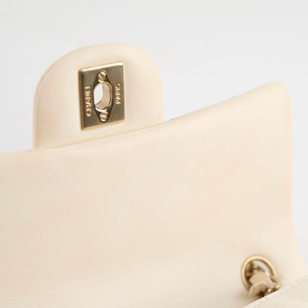 Chanel Mini Rectangular Cream Lambskin Crossbody- Microchipped