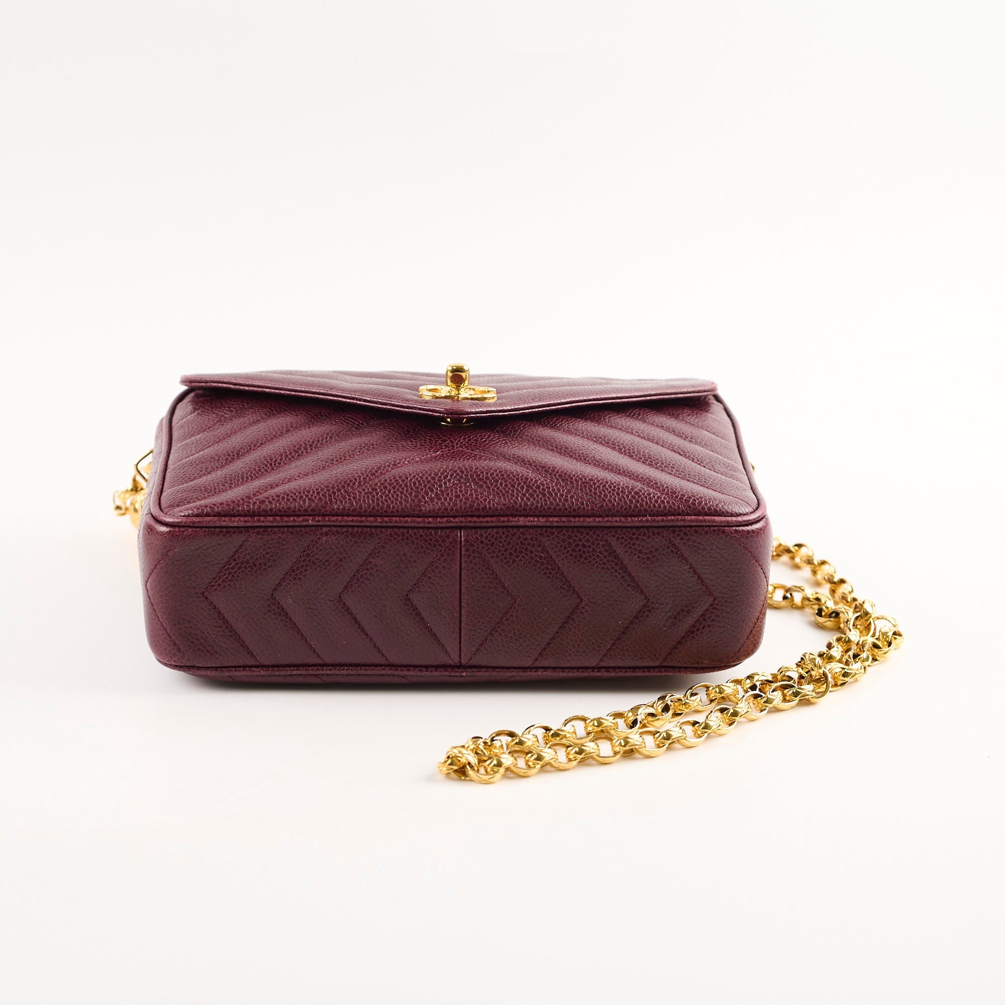 Chanel Vintage Burgundy Camera Chevron Crossbody - Series 2