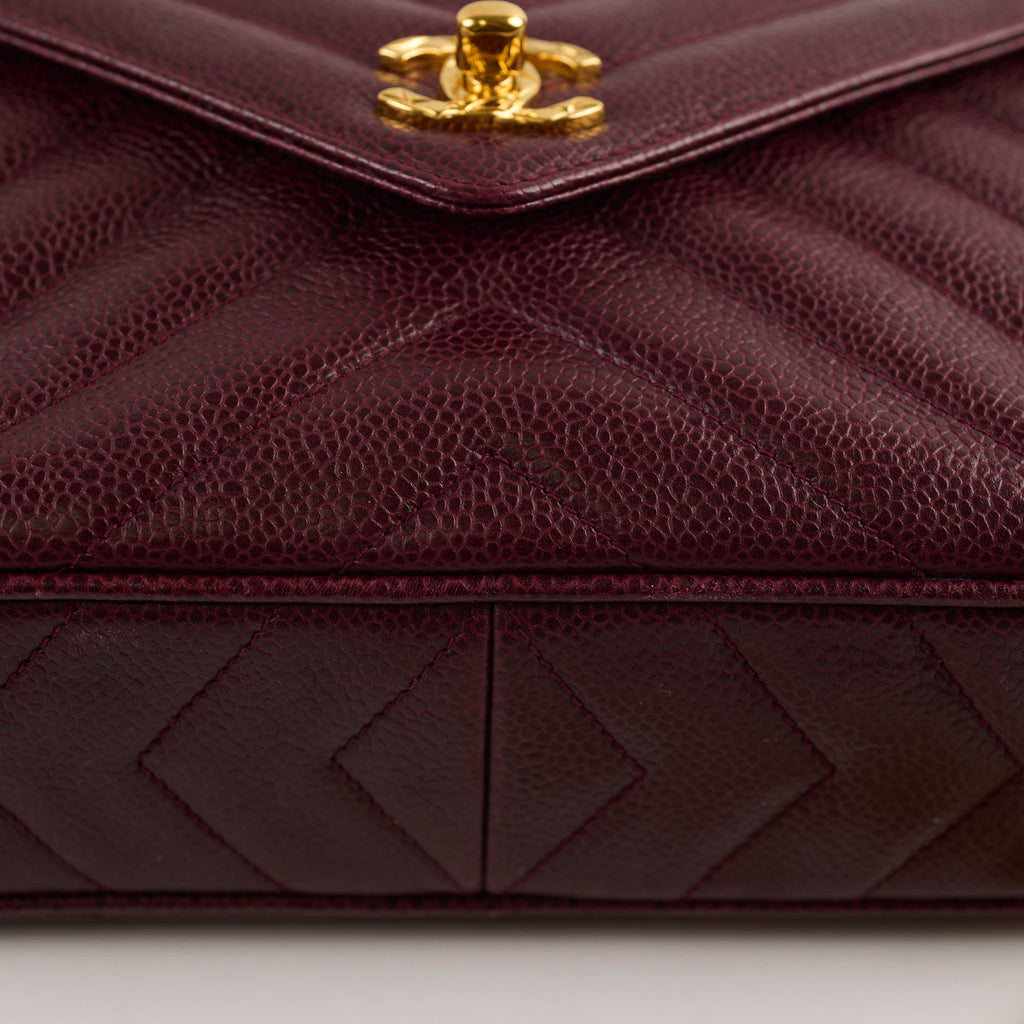 Chanel Vintage Burgundy Camera Chevron Crossbody - Series 2
