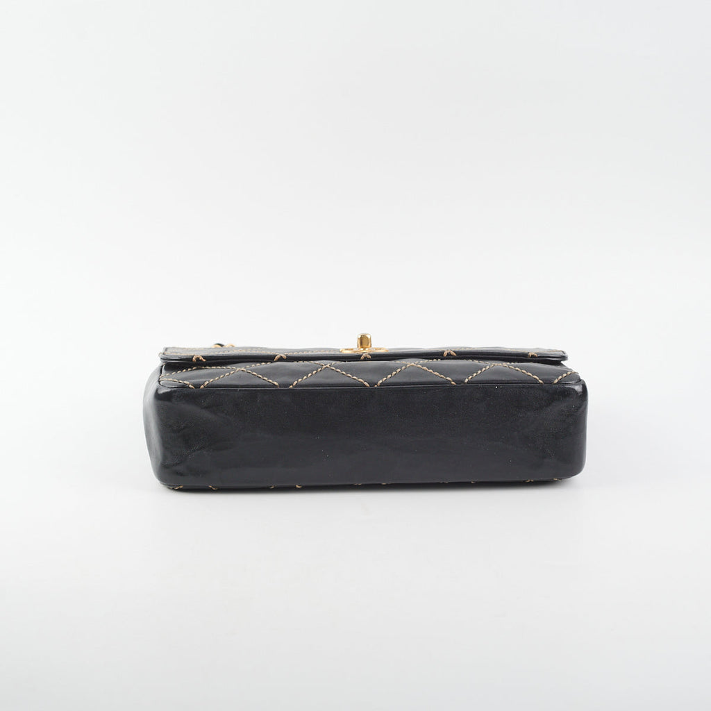 Chanel Wild Stitch Classic Flap Shoulder Bag Black