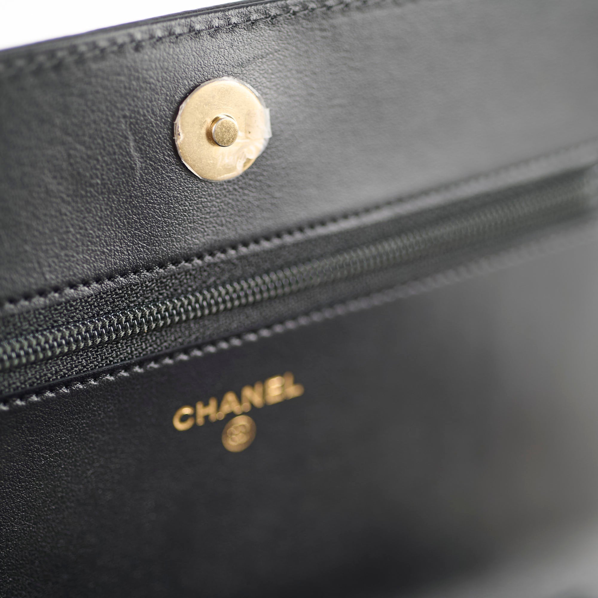 Chanel Boy Wallet On Chain WOC Chevron Caviar Black- Microchipped