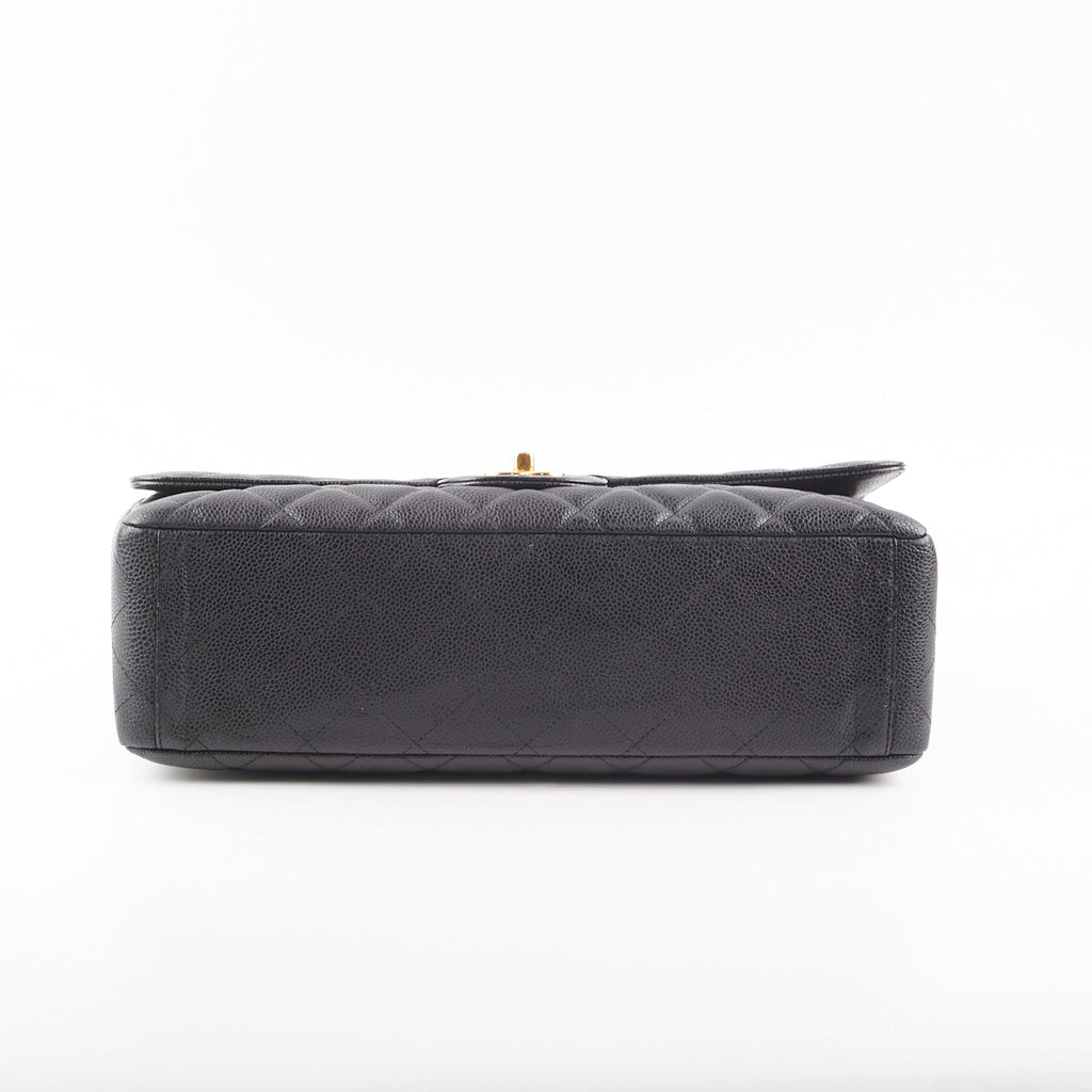 Chanel  Maxi single Flap Quilted Caviar Black