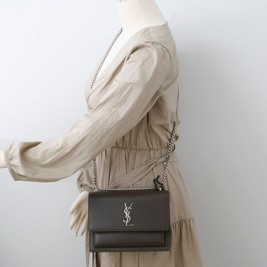 Saint Laurent Sunset Small Brown Shoulder Bag