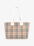 Burberry London Tote Vintage Check / White Cotton