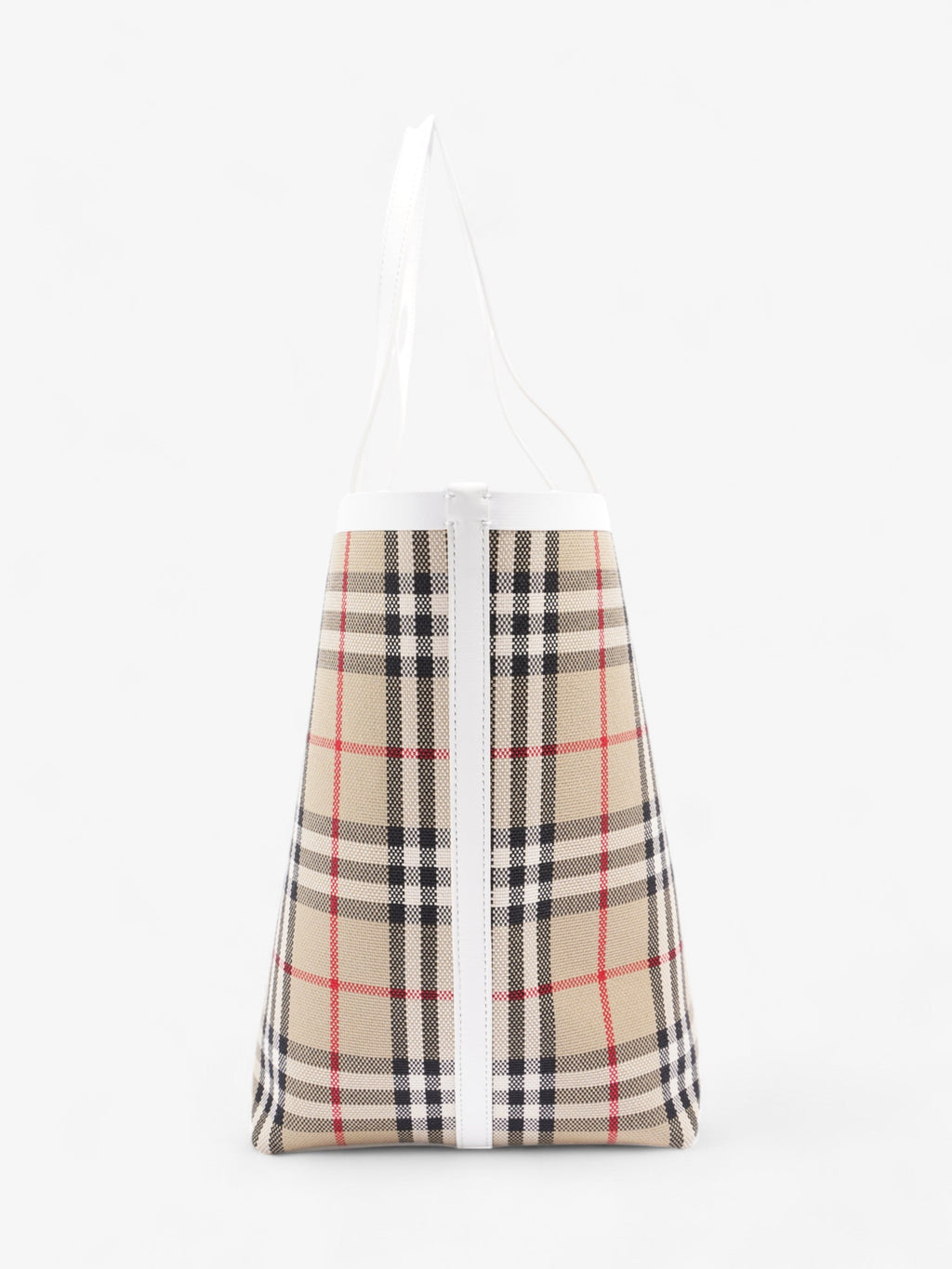 Burberry London Tote Vintage Check / White Cotton