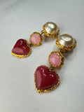 Chanel Vintage Heart Gripoix & Faux Pearl Clip-On Earrings