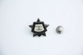 Chanel Vintage 09A Metal Black Beige Moscow Series Badge Brooch