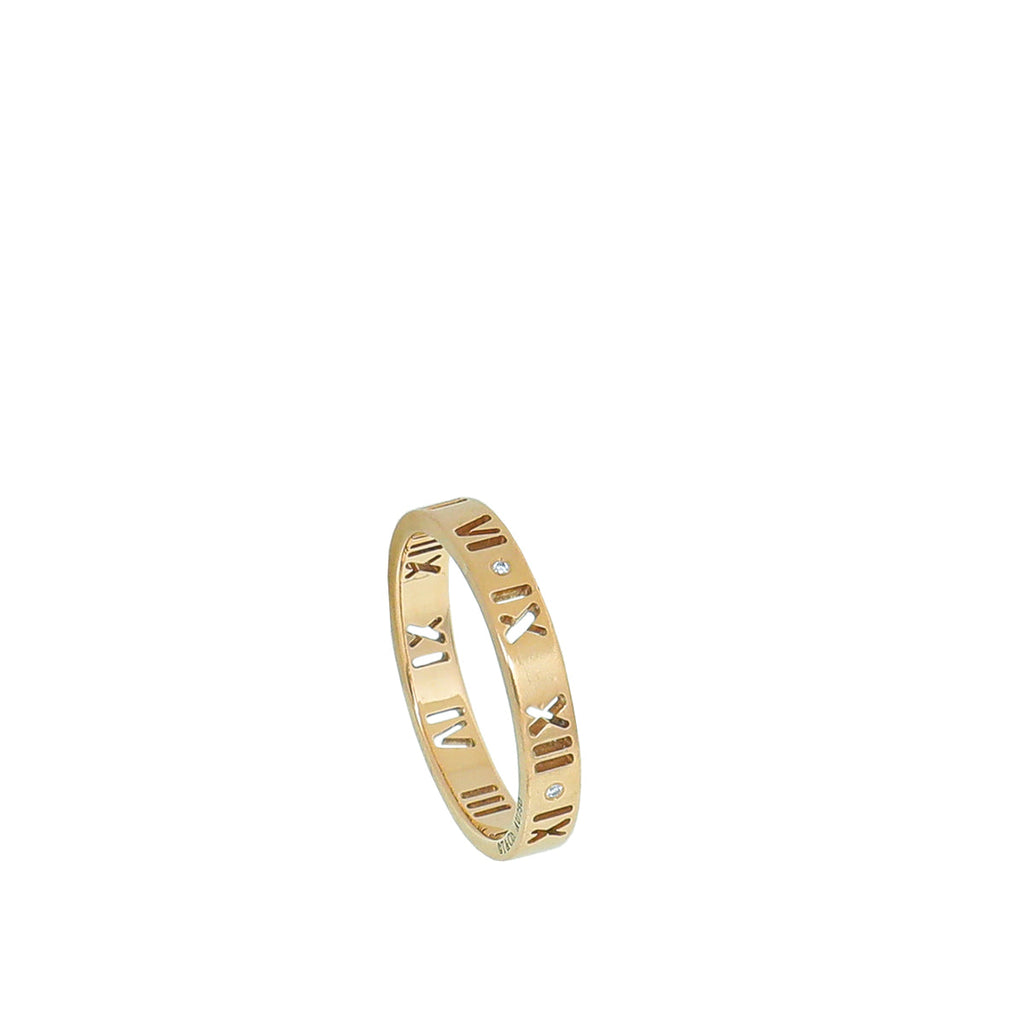 Tiffany & Co 18K Rose Gold Diamond Atlas Pierced Ring 54-55