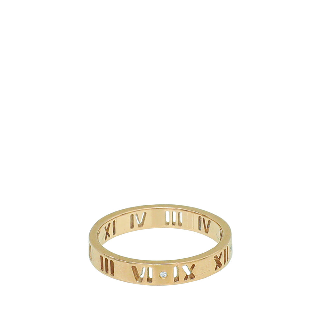 Tiffany & Co 18K Rose Gold Diamond Atlas Pierced Ring 54-55
