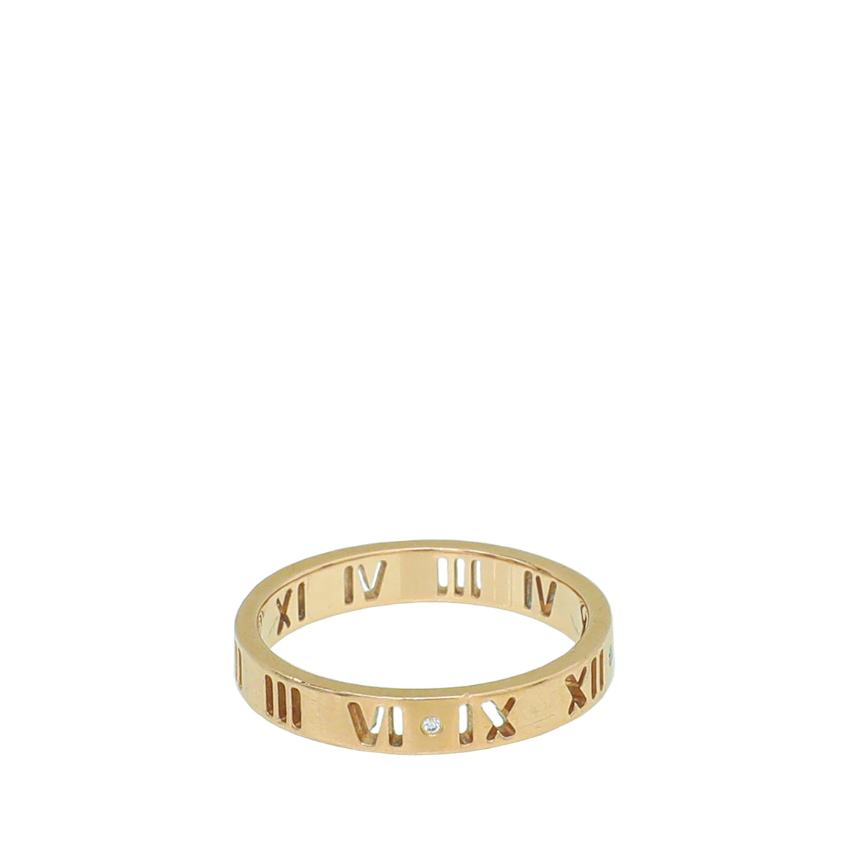 Tiffany & Co 18K Rose Gold Diamond Atlas Pierced Ring 54-55