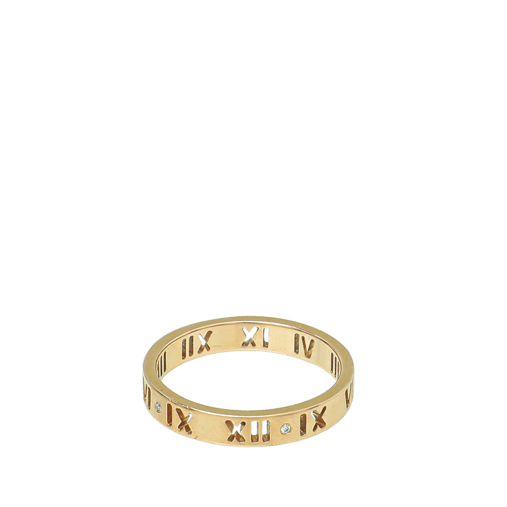 Tiffany & Co 18K Rose Gold Diamond Atlas Pierced Ring 54-55