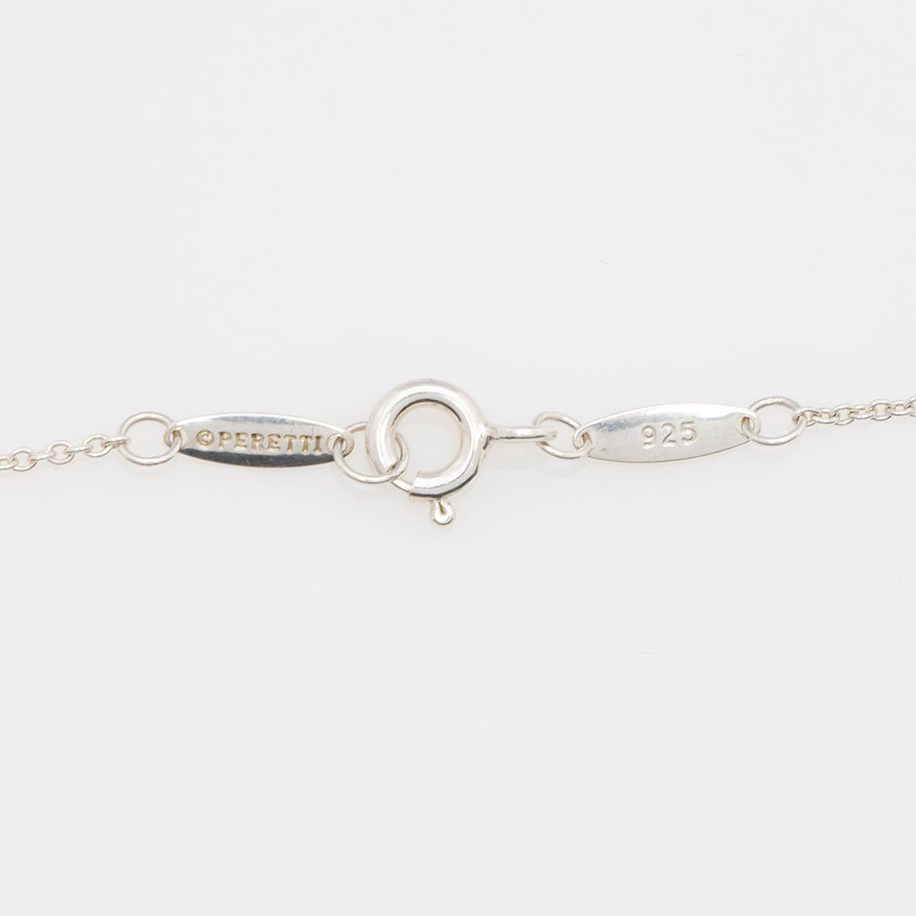 Tiffany & Co. Elsa Peretti Sterling Silver 18k Rose Gold Open Heart Extra Mini Necklace