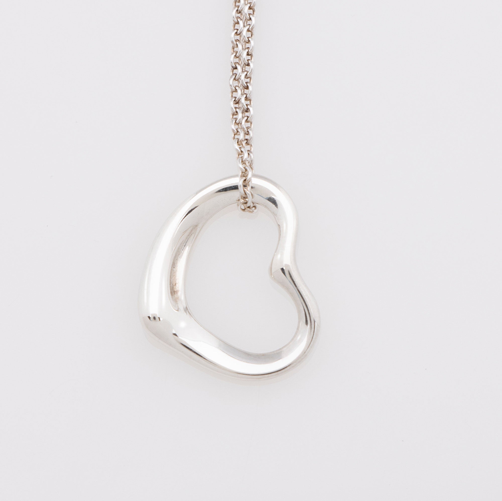 Tiffany & Co. Elsa Peretti Sterling Silver Open Heart 16mm Small Necklace