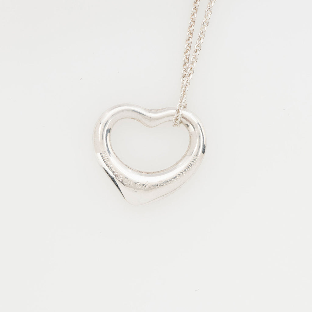 Tiffany & Co. Elsa Peretti Sterling Silver Open Heart 16mm Small Necklace