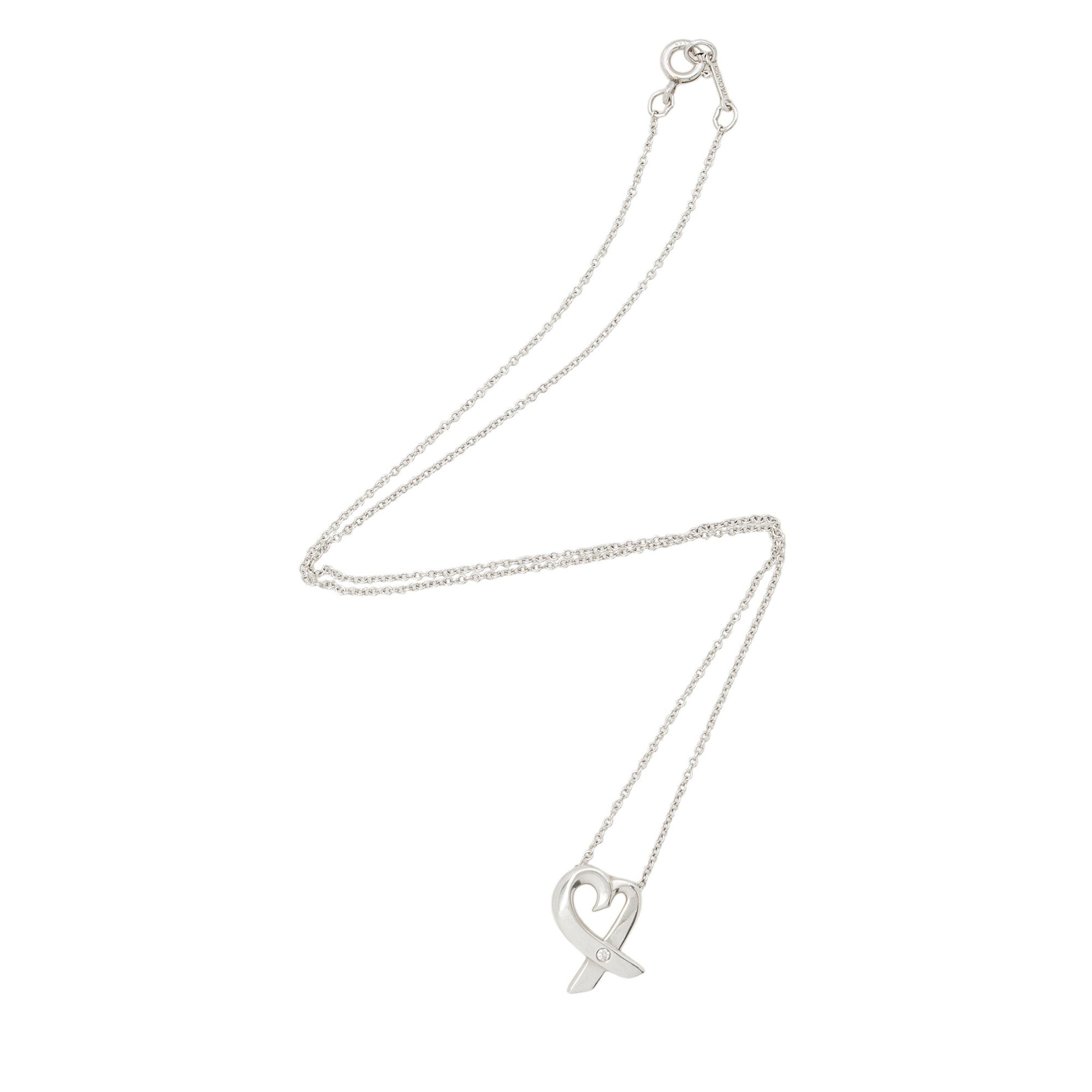 Tiffany & Co. Paloma Picasso Sterling Silver Diamond Loving Heart Necklace