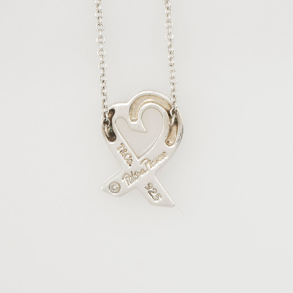 Tiffany & Co. Paloma Picasso Sterling Silver Diamond Loving Heart Necklace