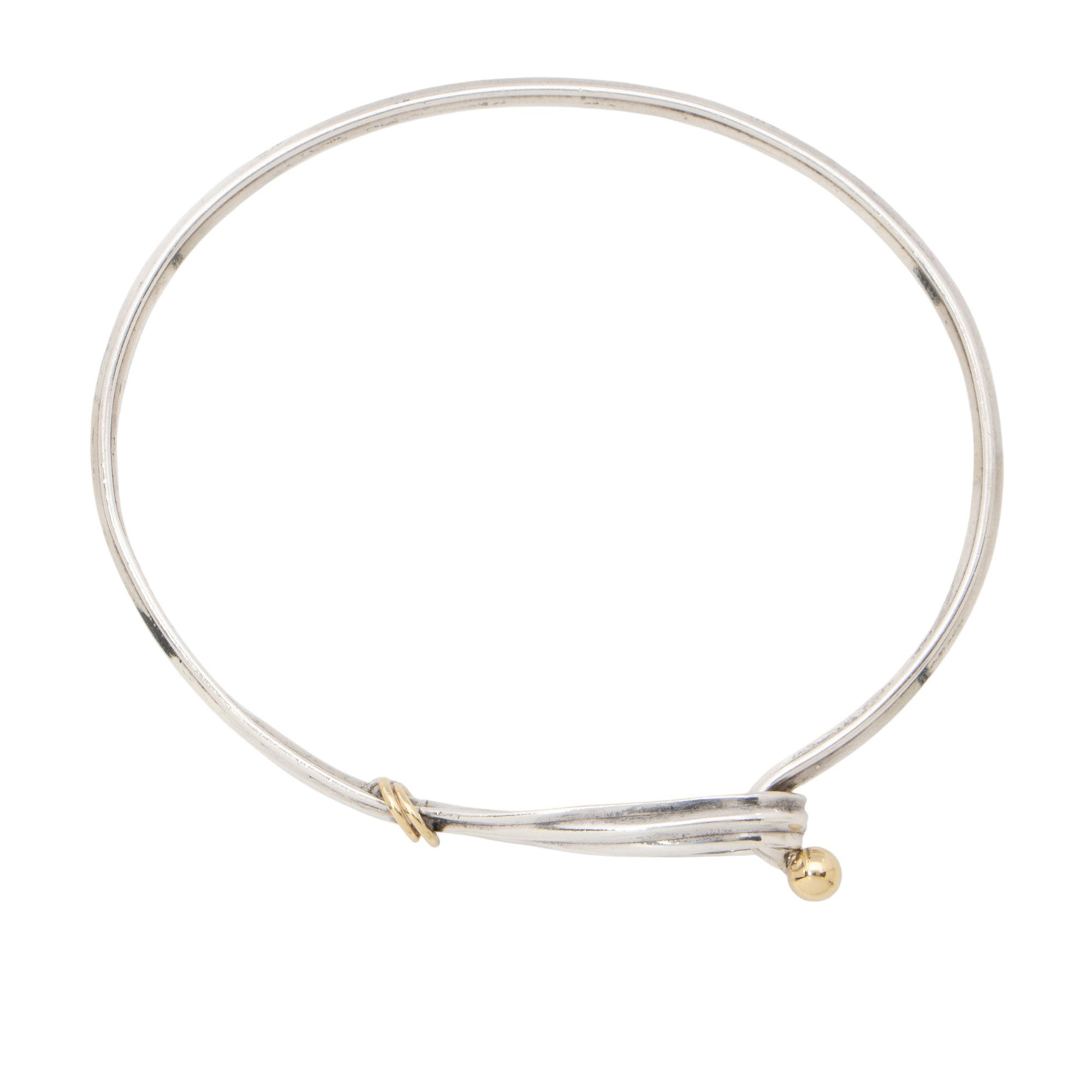 Tiffany & Co. Sterling Silver 18k Gold Hook and Eye Twist Bracelet