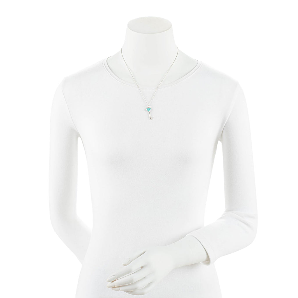 Tiffany & Co. Sterling Silver Enamel Heart Key Necklace