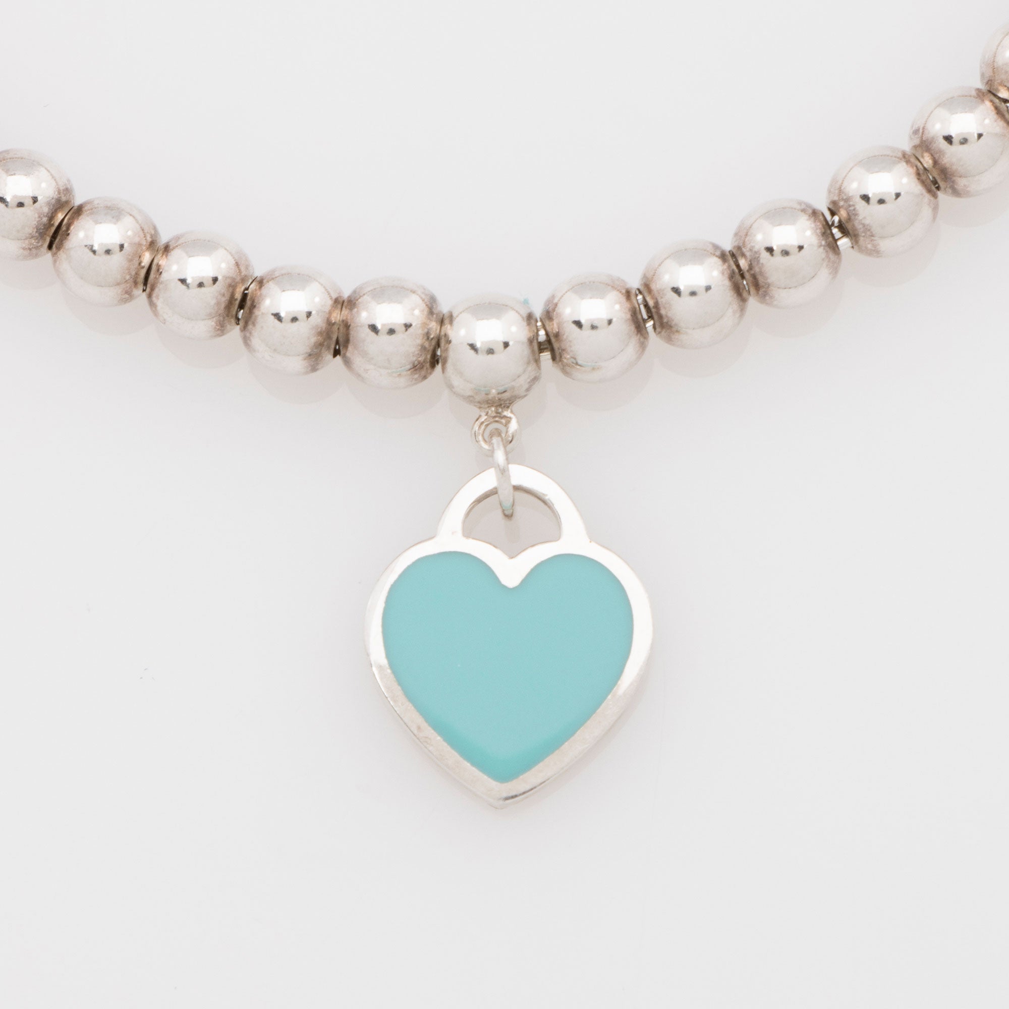 Tiffany & Co. Sterling Silver Enamel Return to Tiffany Heart Bead 4mm Bracelet