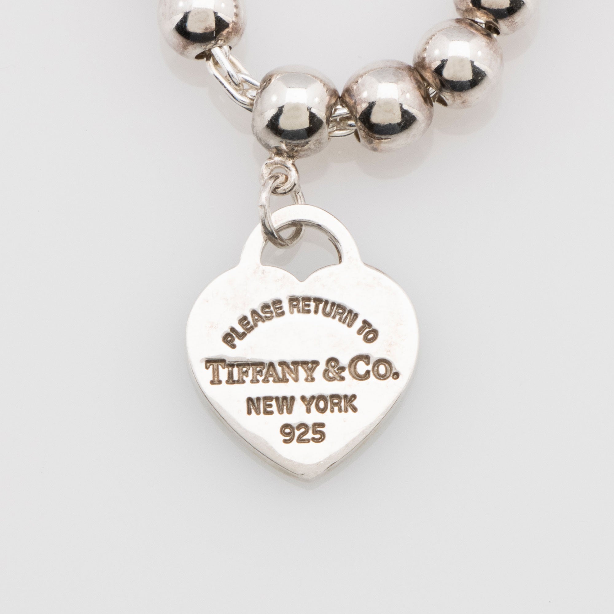 Tiffany & Co. Sterling Silver Enamel Return to Tiffany Heart Bead 4mm Bracelet