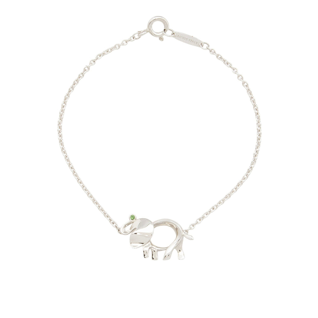 Tiffany & Co Sterling Silver Tsavorite Garnet Save The Wild Elephant Bracelet