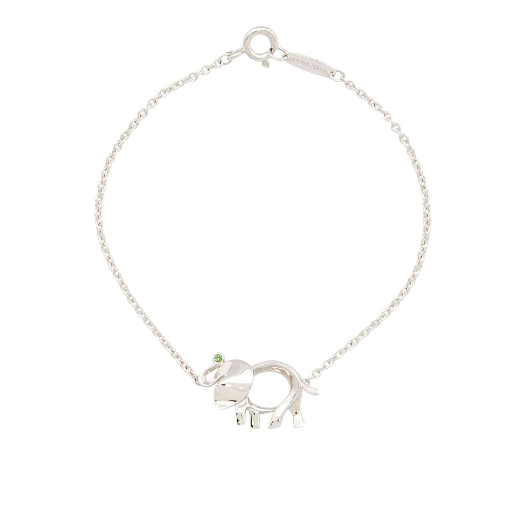 Tiffany & Co Sterling Silver Tsavorite Garnet Save The Wild Elephant Bracelet