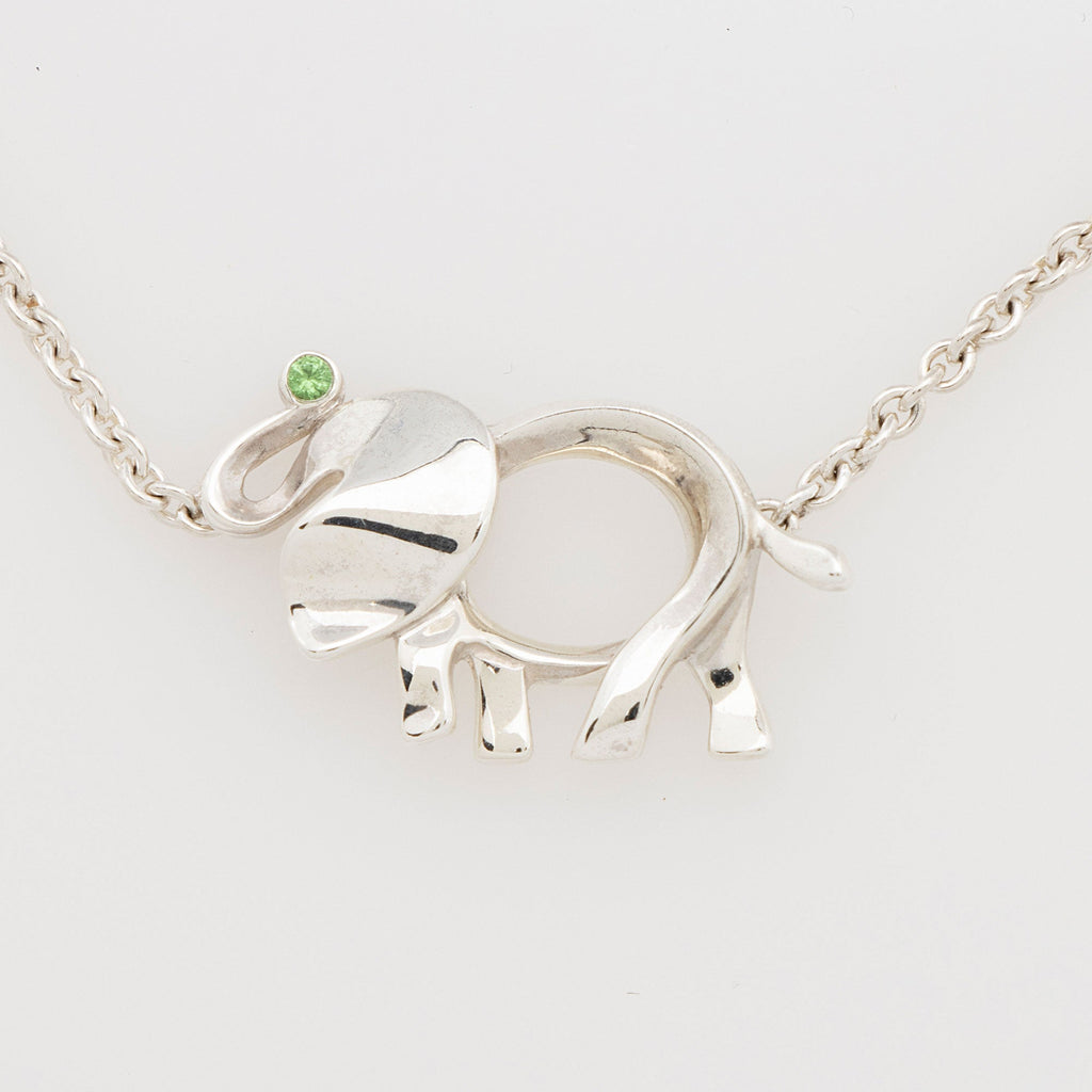 Tiffany & Co Sterling Silver Tsavorite Garnet Save The Wild Elephant Bracelet