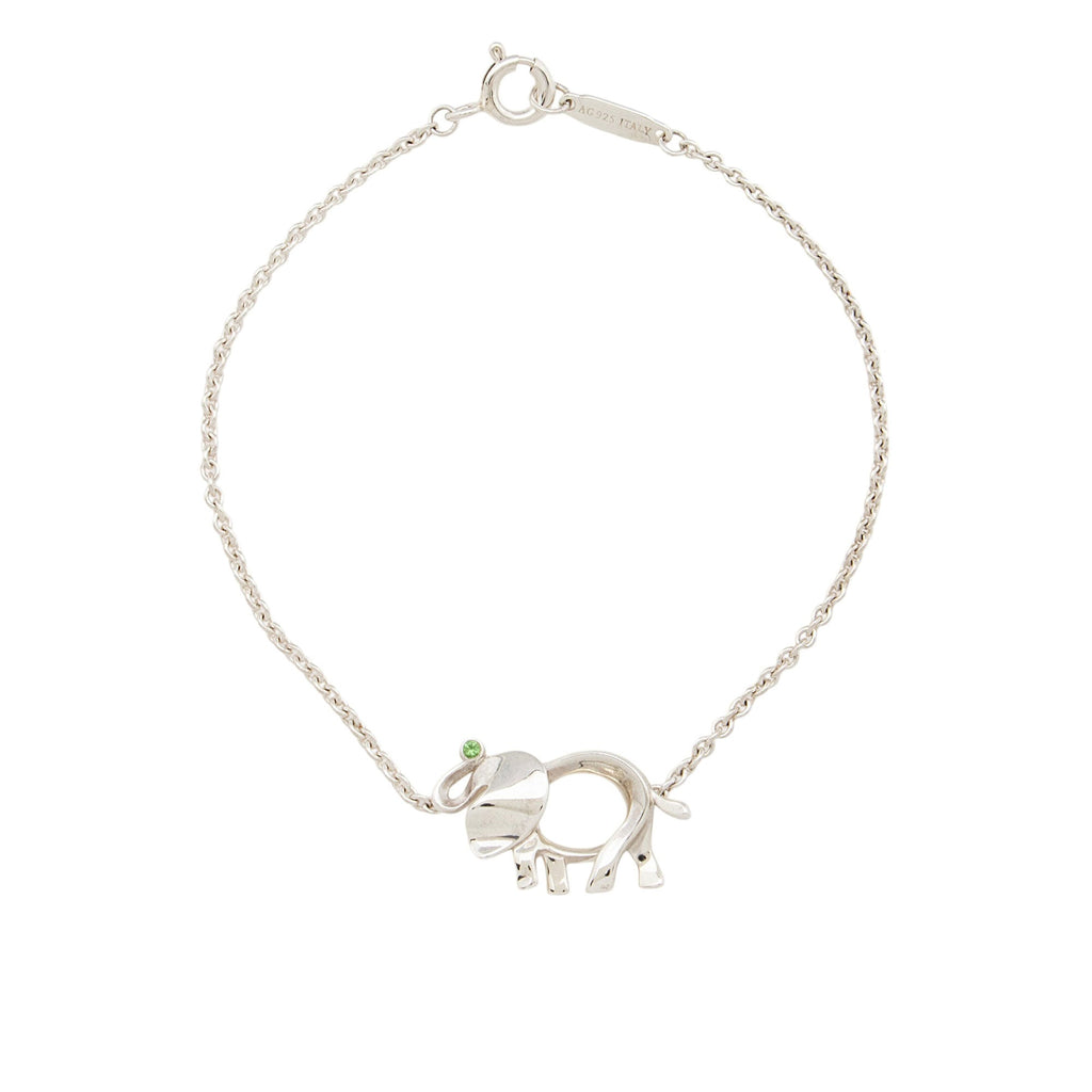 Tiffany & Co Sterling Silver Tsavorite Garnet Save The Wild Elephant Bracelet