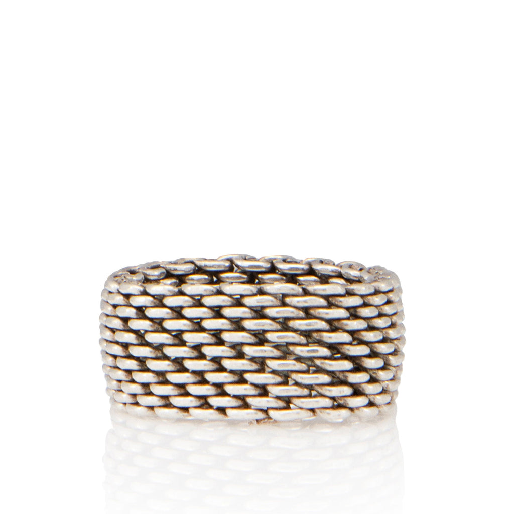 Tiffany & Co. Sterling Silver Wide Somerset Mesh Ring - Size 8 1/2