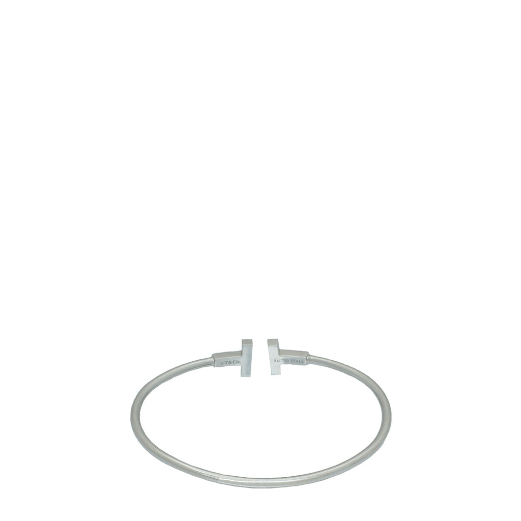 Tiffany & Co 18K White Gold Turquoise T Wire Medium Bracelet