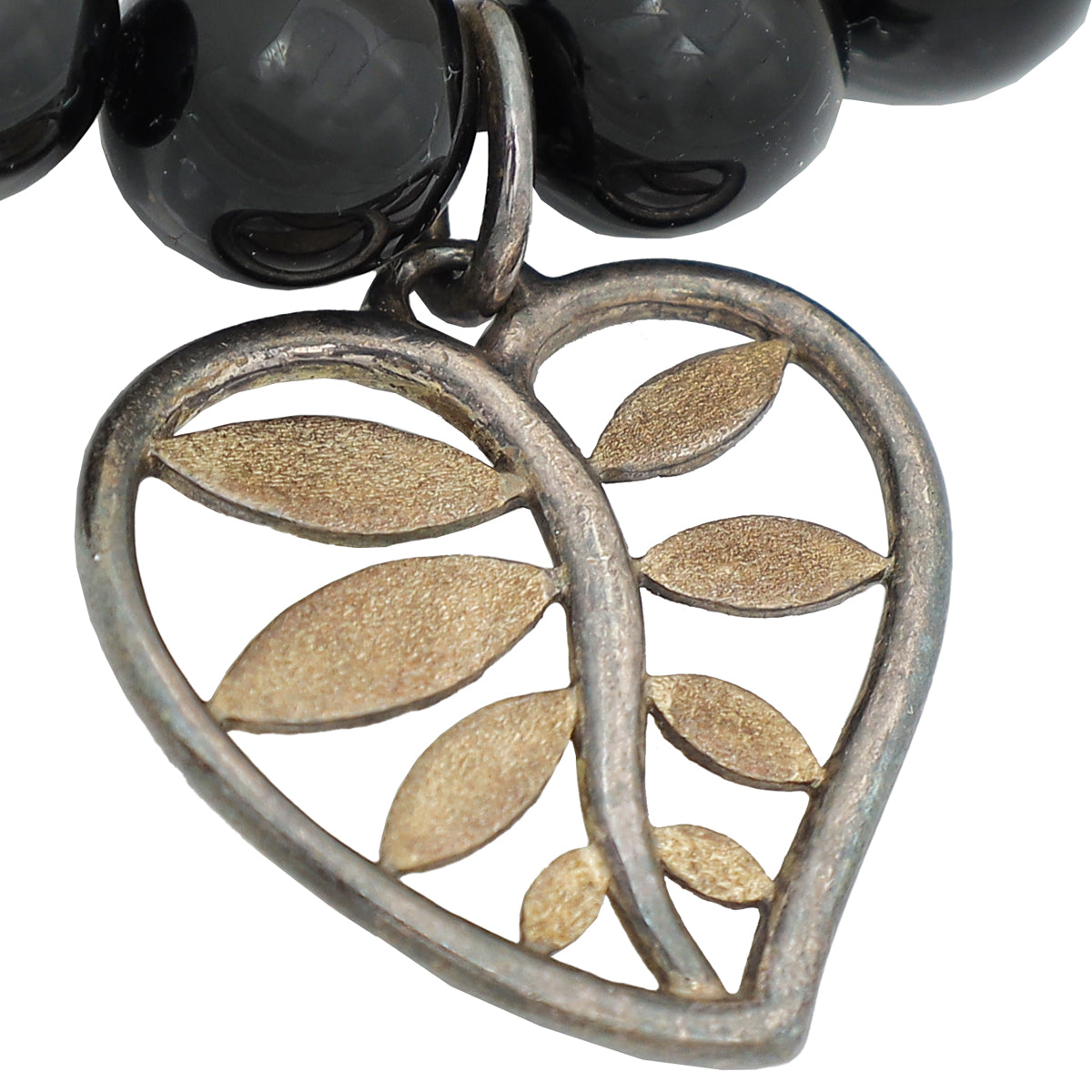 Tiffany & Co Silver Retired Picasso Olive Leaf Bead Onyx Bracelet