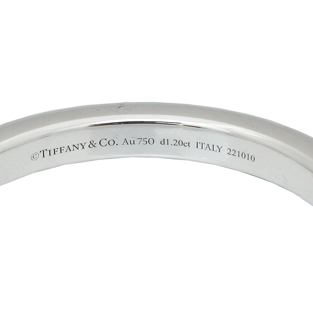 Tiffany & Co 18K White Gold Diamonds Lock  Medium Bangle