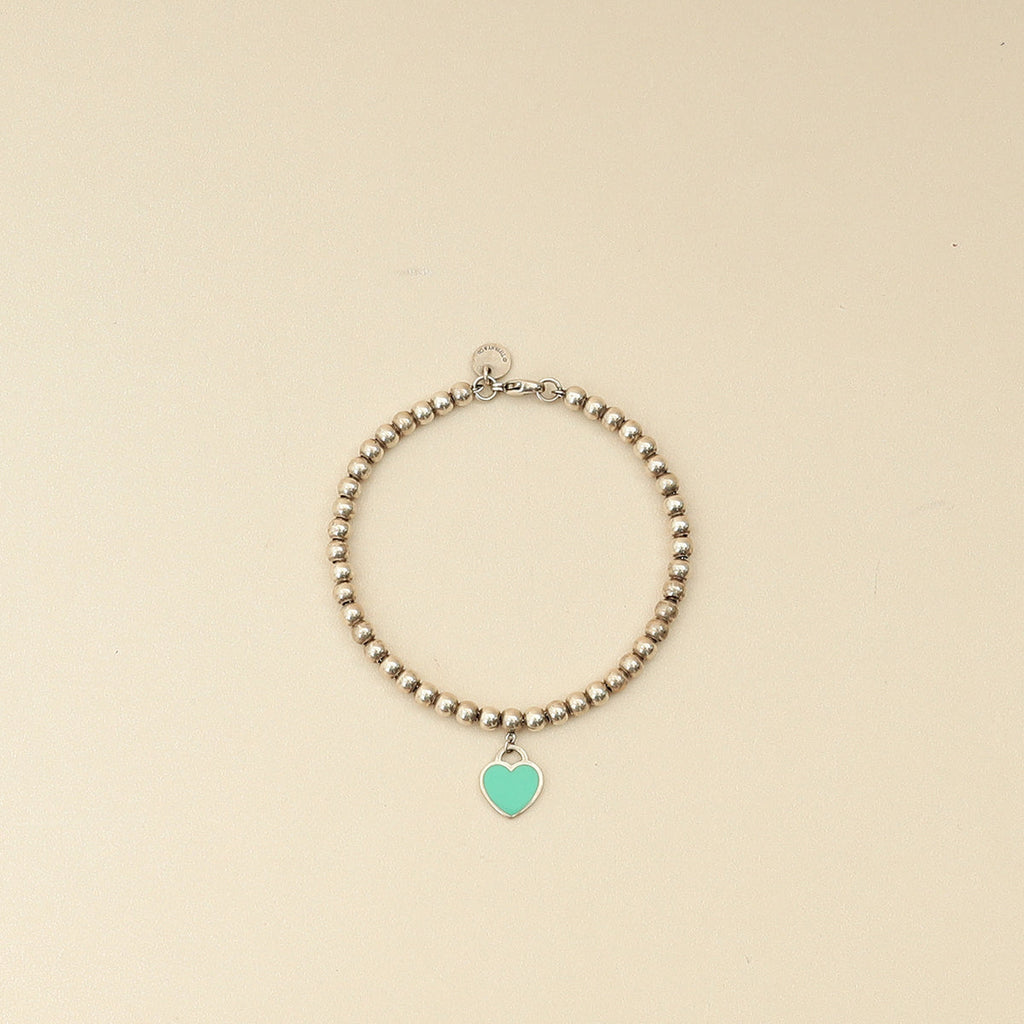 Tiffany & Co. Blue Heart Tag Bead 4mm Bracelet